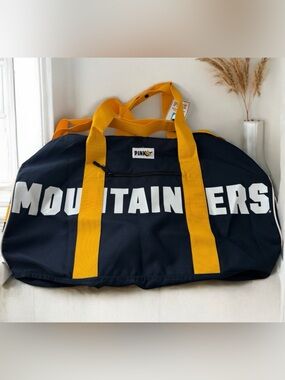 PINK Victoria's Secret Navy and Yellow 'Mountaineers' Canvas Duffle